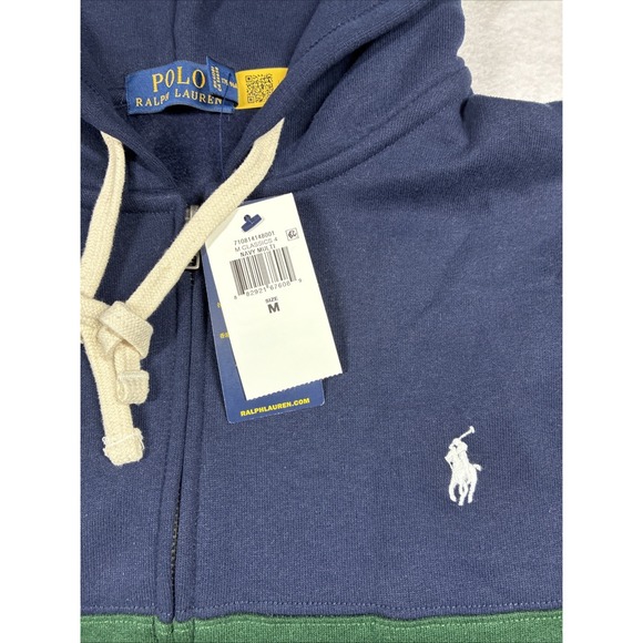 NWT Polo Ralph Lauren Lspohood M2 Hoodie Knit Navy Color Block Pullover Full Zip - Picture 3 of 13